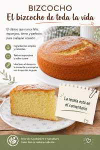 Receta de Bizcocho Casero Esponjoso: Fácil, Alto, Tierno y Muy Jugoso