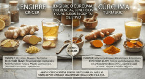 Jengibre o cúrcuma: diferencias, beneficios y cuál elegir según tu objetivo
