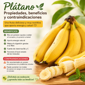 Plátano: propiedades, beneficios, contraindicaciones y valor nutricional