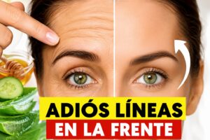 Mujer mostrando líneas de expresión en la frente junto a una comparación visual de una piel más lisa tras seguir hábitos saludables de cuidado facial.