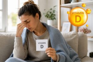 Mujer con cansancio y fatiga, uno de los posibles síntomas de la falta de vitamina D.