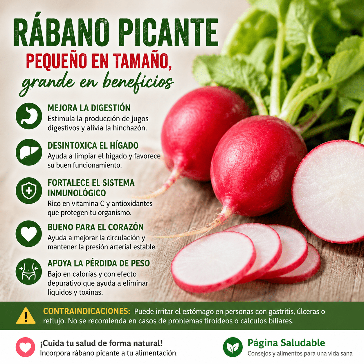 rábano Beneficios del rábano para la salud