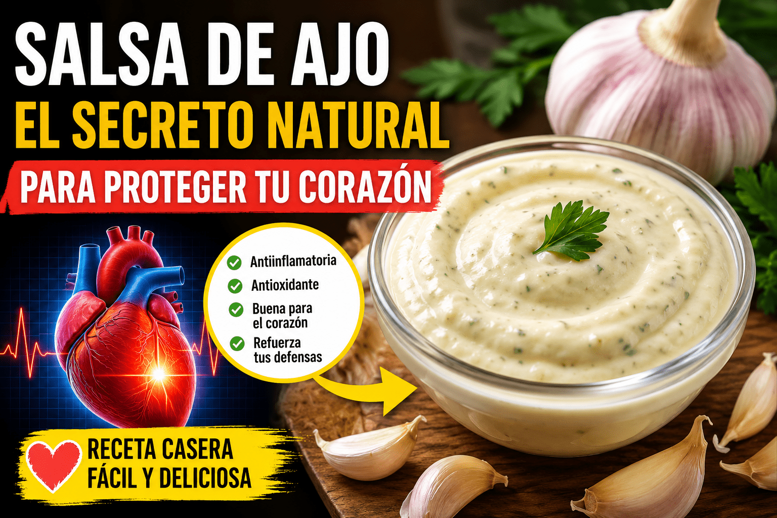 Salsa de ajo Salsa de ajo: receta saludable, propiedades, beneficios y contraindicaciones